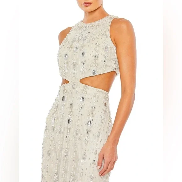 MAC DUGGALWaist Cutout Back Slit Column Evening Dress